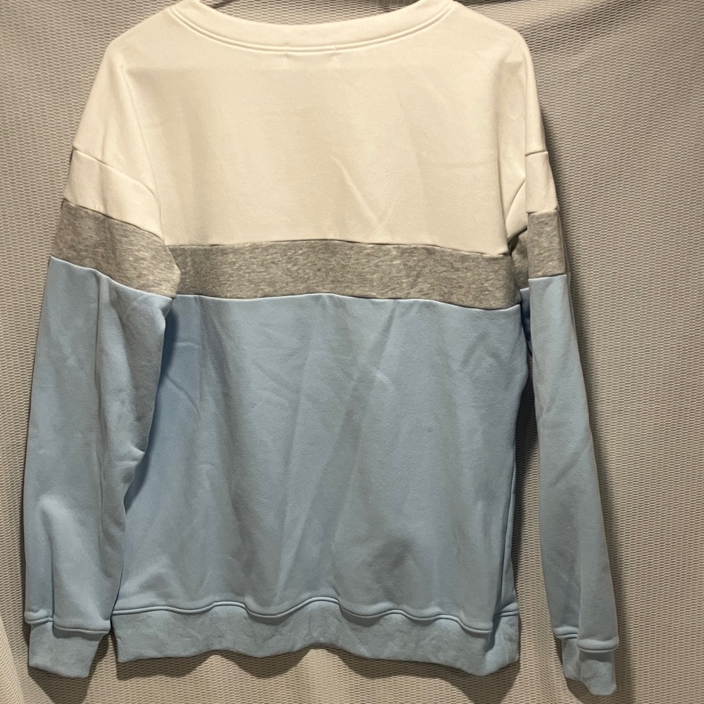 Women's Colorblock Hoodie - White, Gray, and Blue - Picture 4 of 6